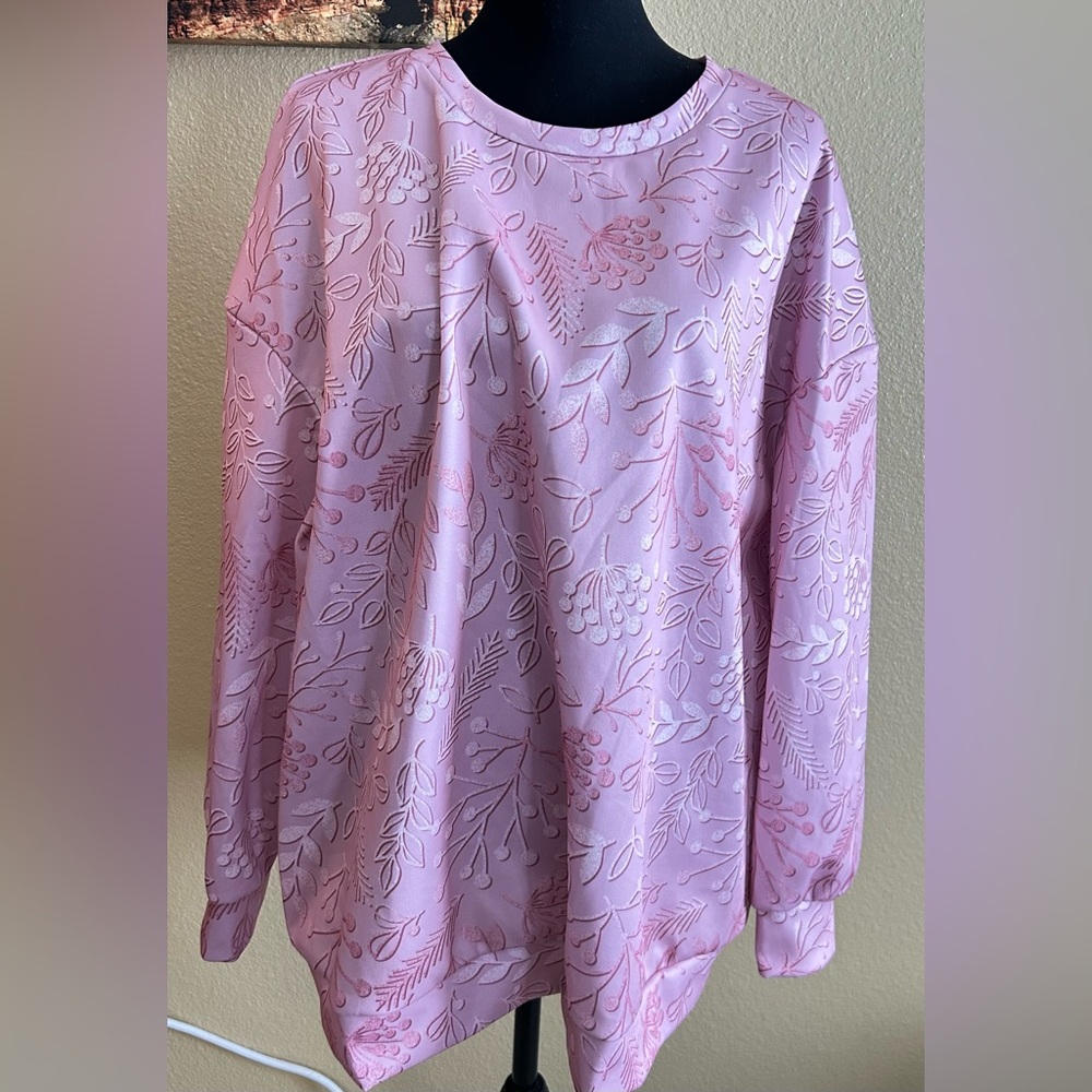 Emery Rose Floral Print Lilac Lightweight Sweatshirt